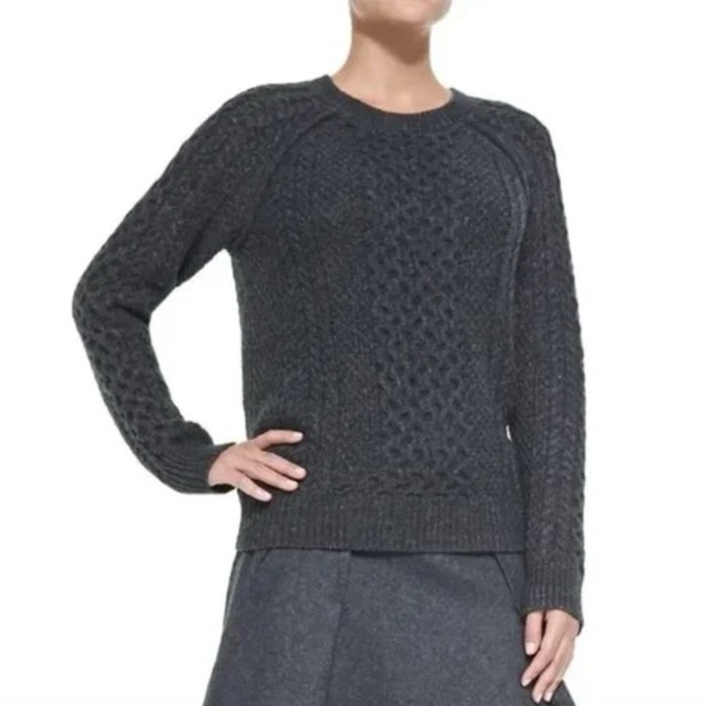 Vince fisherman/cable knit crew neck sweater